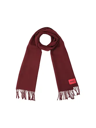 HUGO | Nombre del producto: Bufanda JUSTER
Marca: HUGO
Color: rojo oscuro
Categorías: Moda, Hombre

Material: Lana
Diseño: Liso
Estilo: Puro, Moderno
Detalles: Flecos, Logo | 